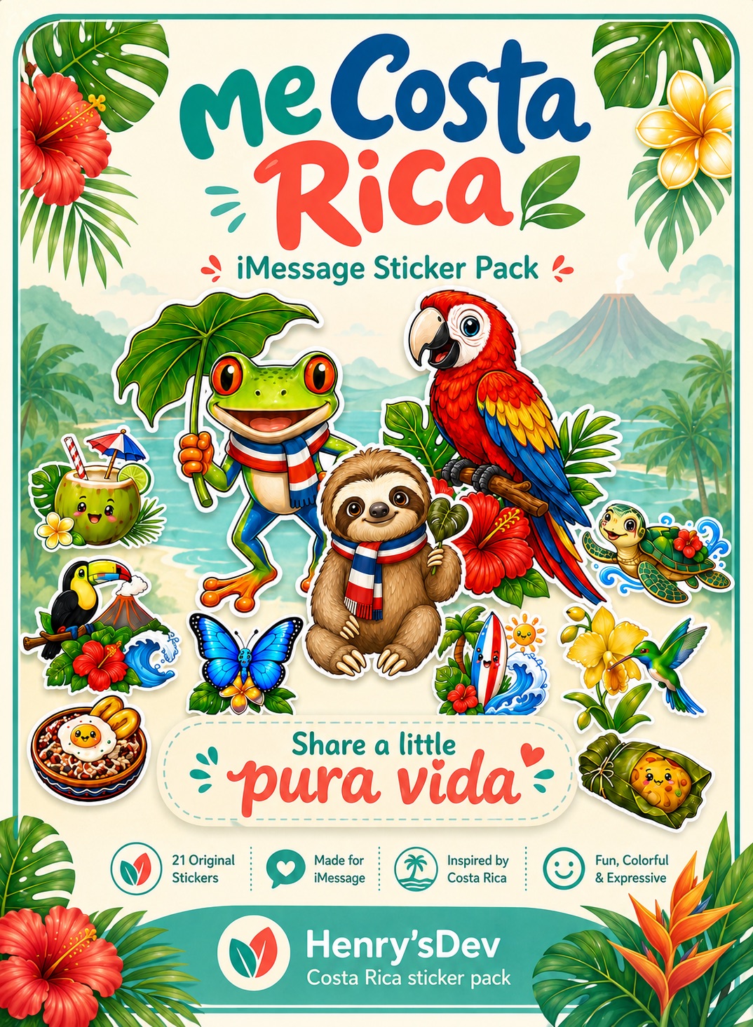 meCostaRica iMessage sticker pack poster